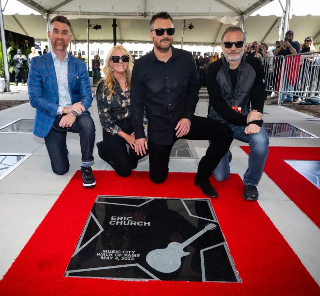Eric Church with his star on the Music City Walk of Fame.