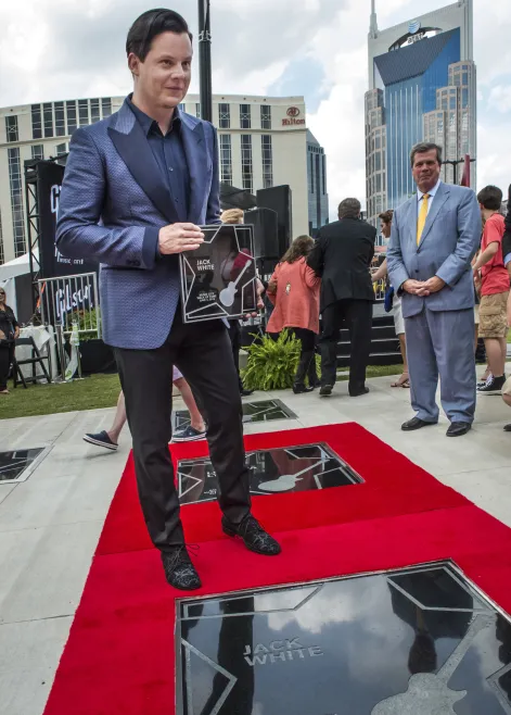 Jack White with his star at the Music City Walk of Fame