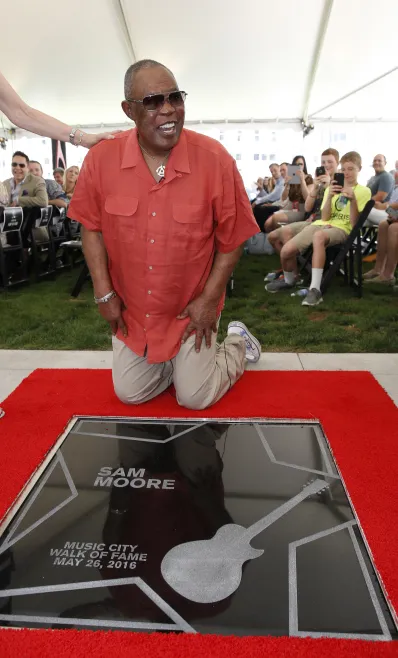 Sam Moore with his star on the Music City Walk of Fame.
