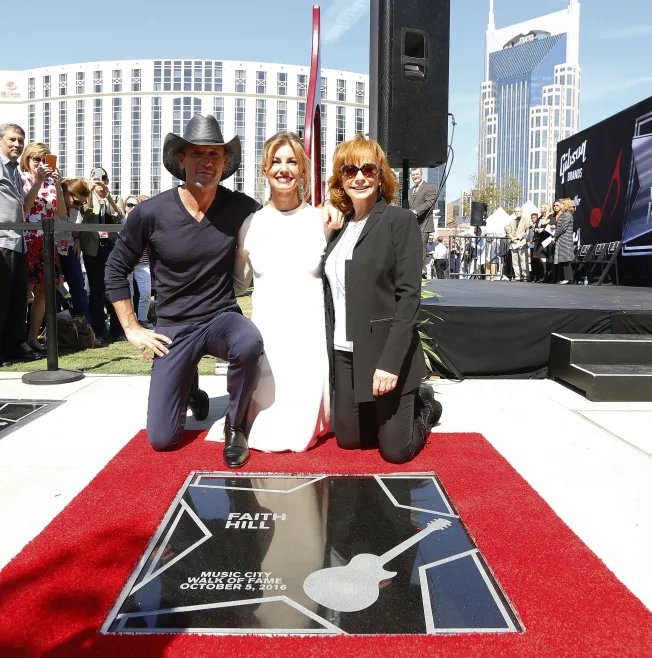 Tim McGraw, Faith Hill, and Reba McEntire at the Music City Walk of Fame