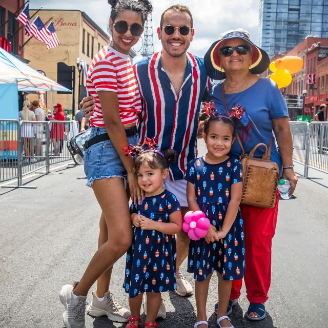 Family posed at July 4th