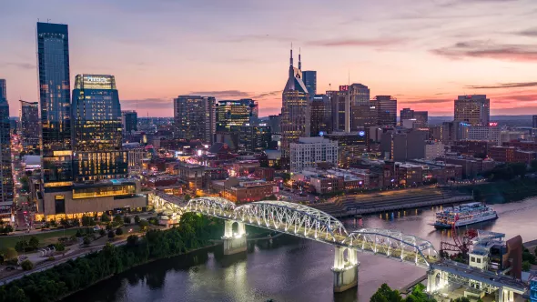 Nashville Skyline at Sunset