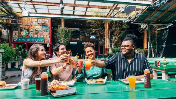 Friends at Martin's BBQ in SoBro