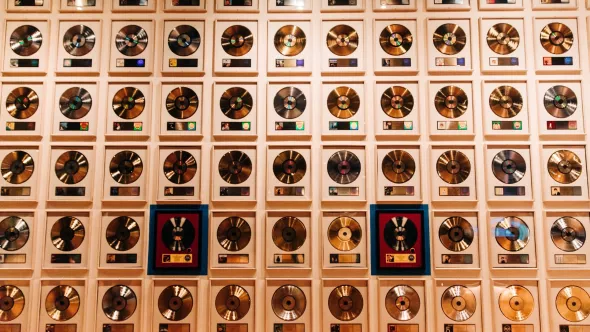 Country Music Hall of Fame gold record wall