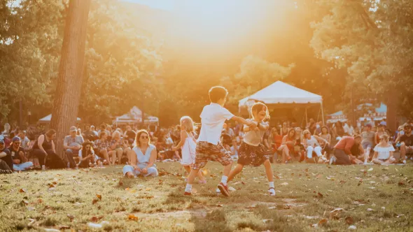 Kids playing at Musicians Corner