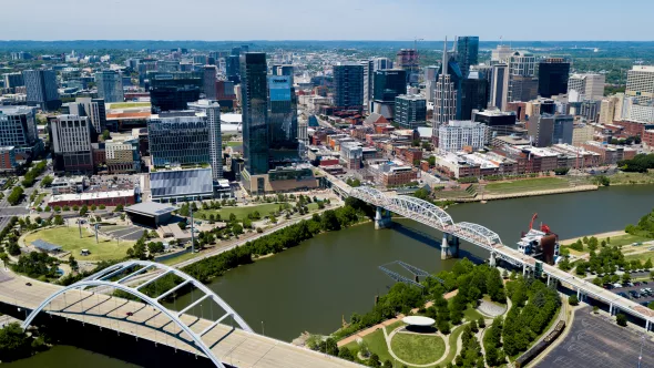 Nashville Skyline from Drone