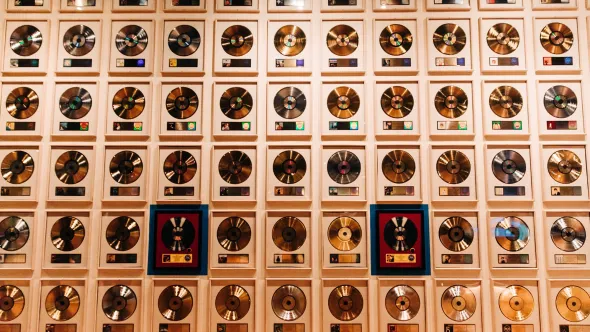 Record wall at Country Music Hall of Fame and Museum