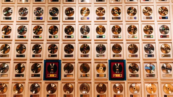Record wall at Country Music Hall of Fame and Museum