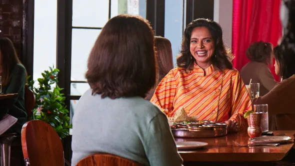 Maneet Chauhan dining at restaurant