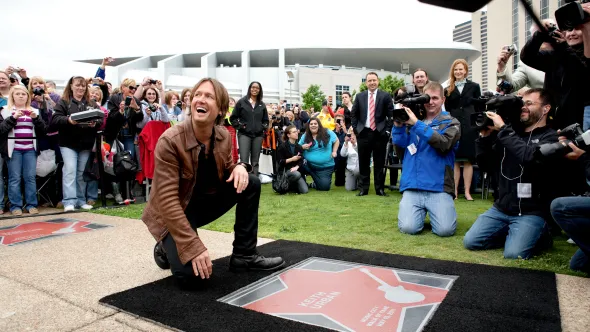 Keith Urban with his star on Music City Walk of Fame