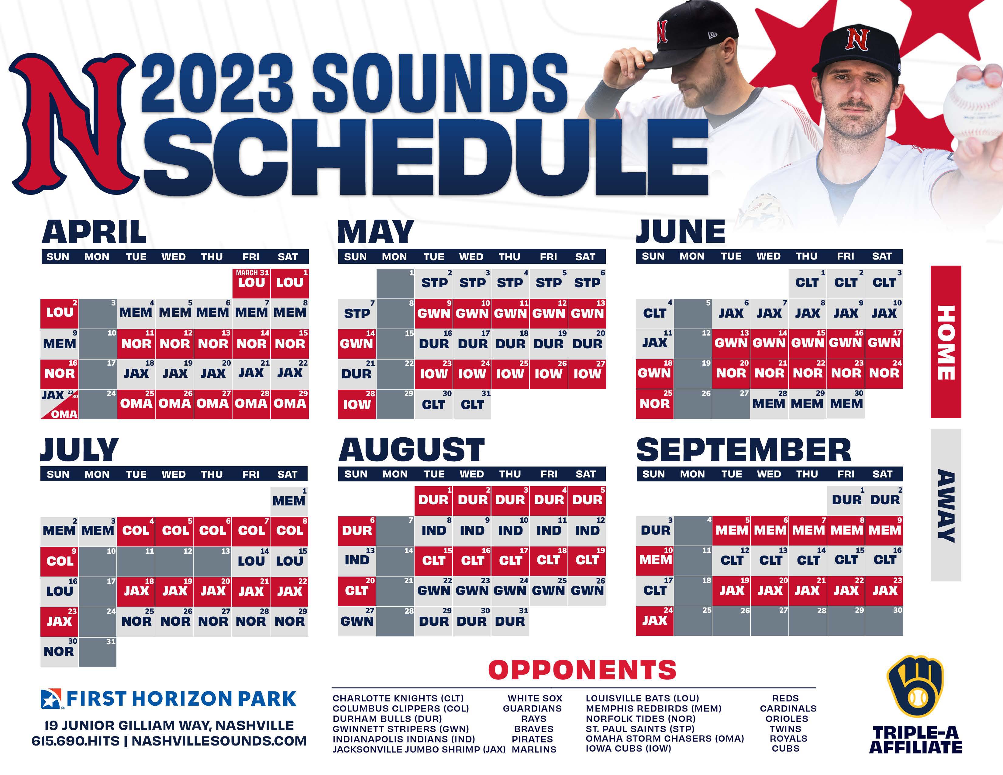 Nashville Sounds Schedule 2023